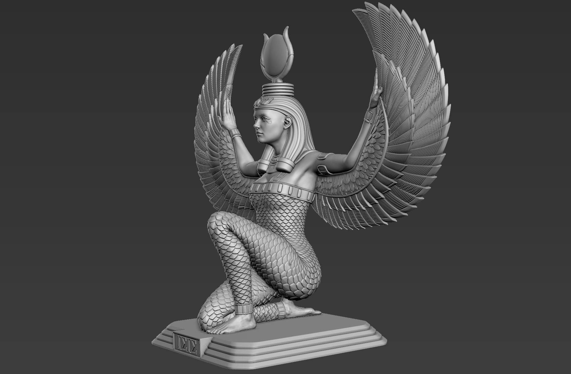 Sculpture of Egyptian Goddess Isis 3D model_3