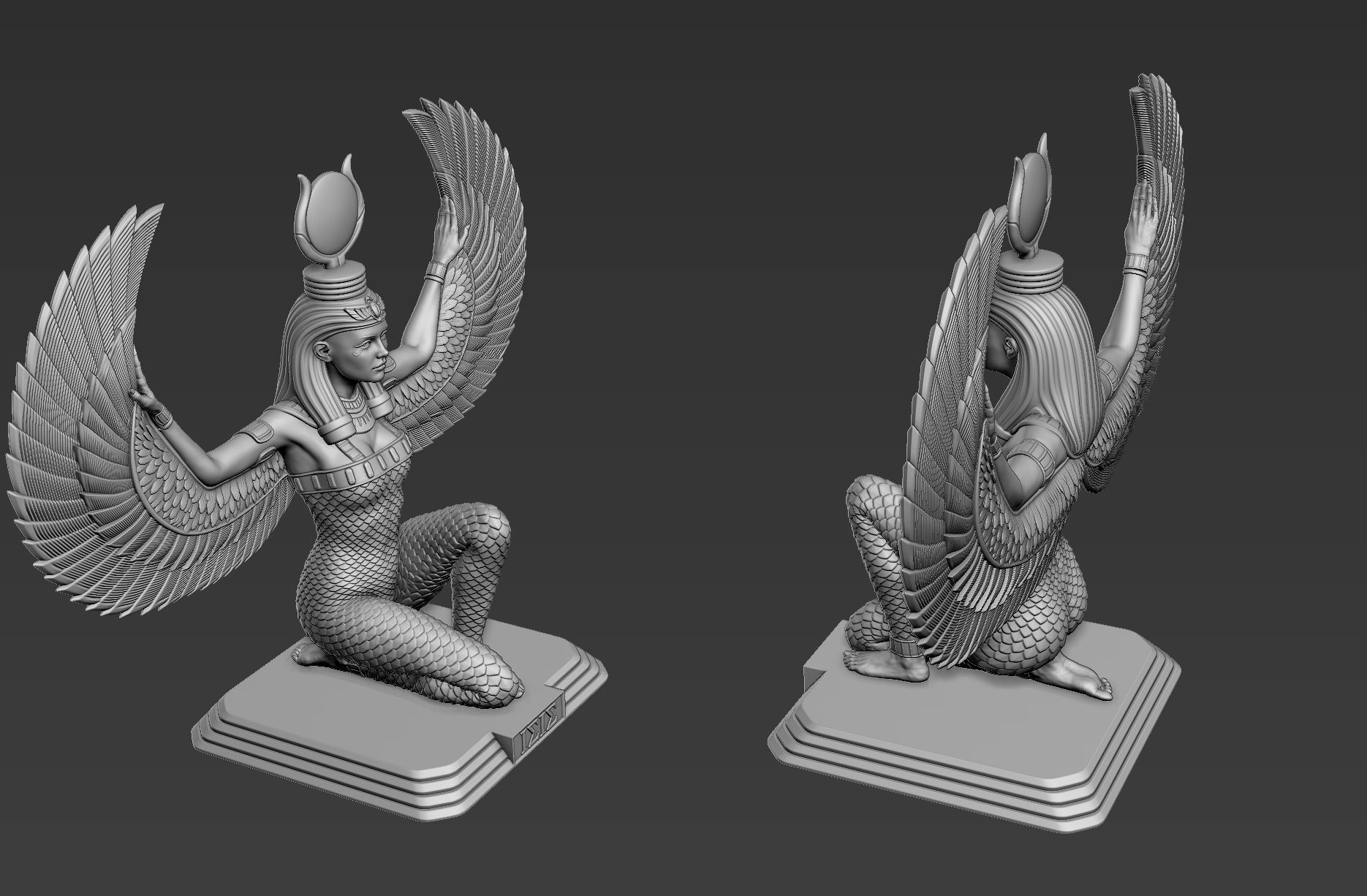 Sculpture of Egyptian Goddess Isis 3D model_12