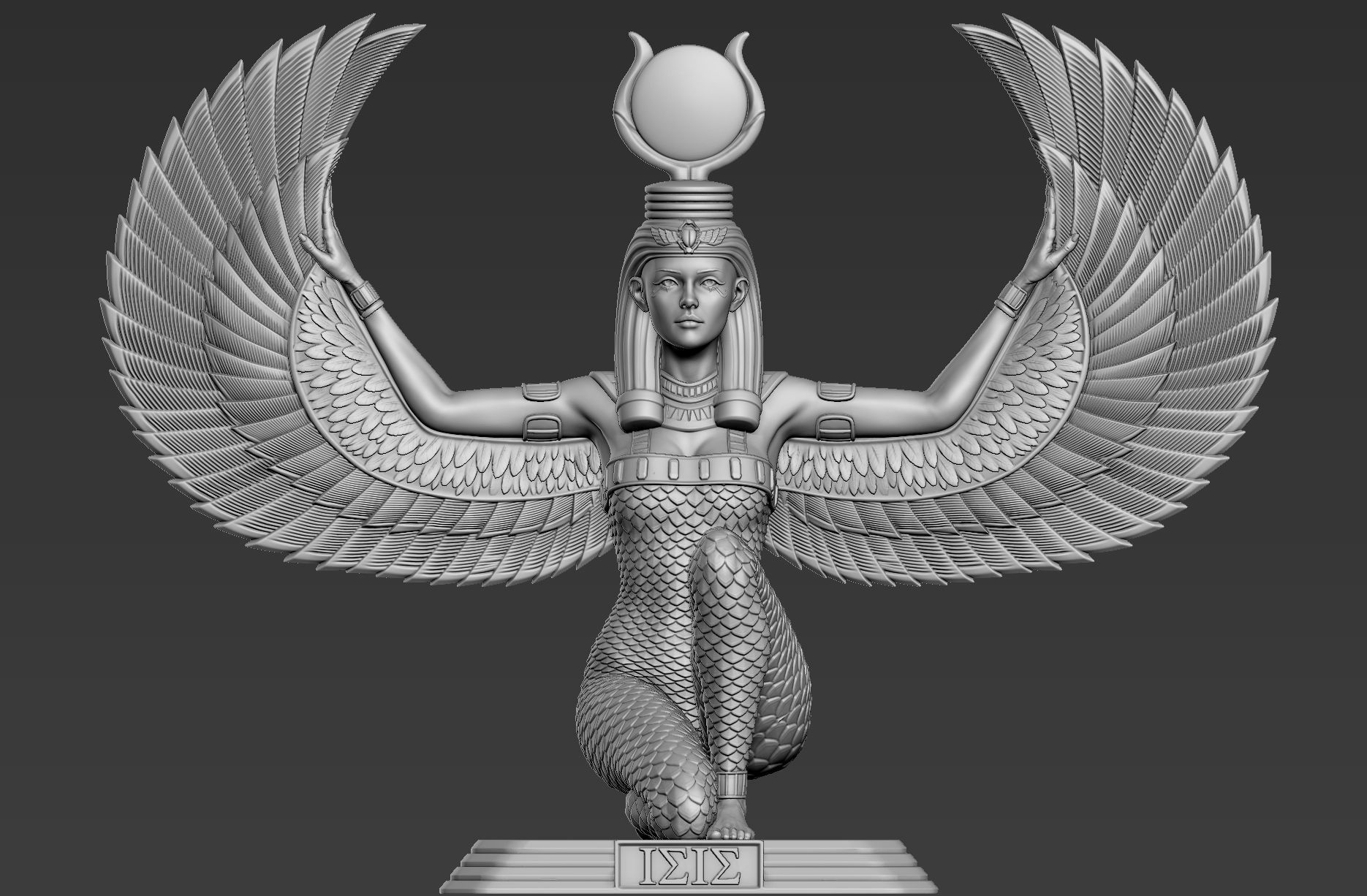 Sculpture of Egyptian Goddess Isis 3D model_1