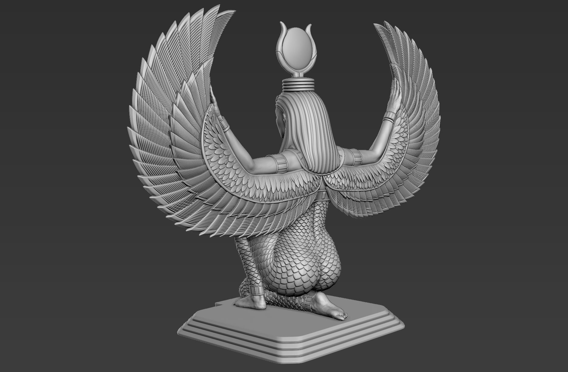 Sculpture of Egyptian Goddess Isis 3D model_5