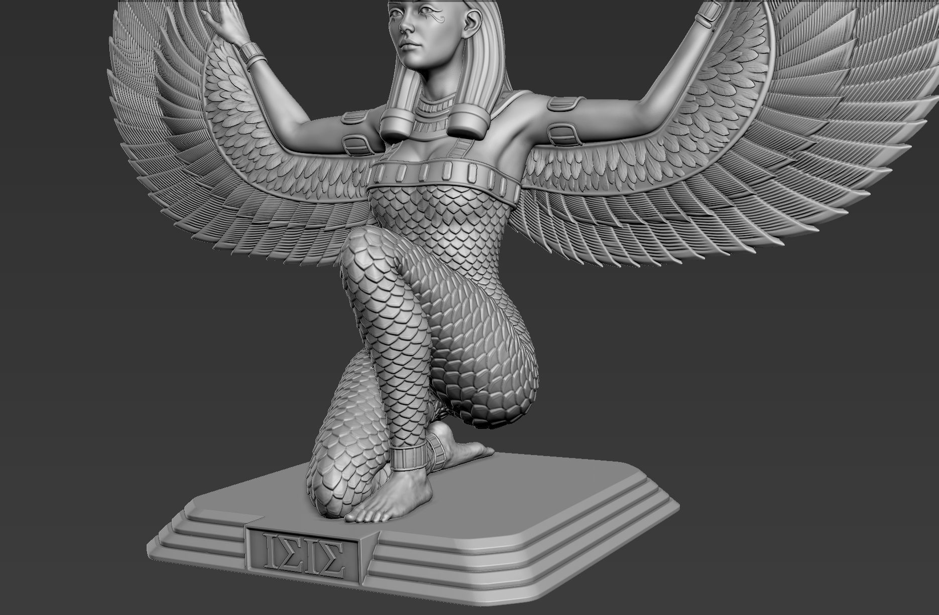Sculpture of Egyptian Goddess Isis 3D model_10
