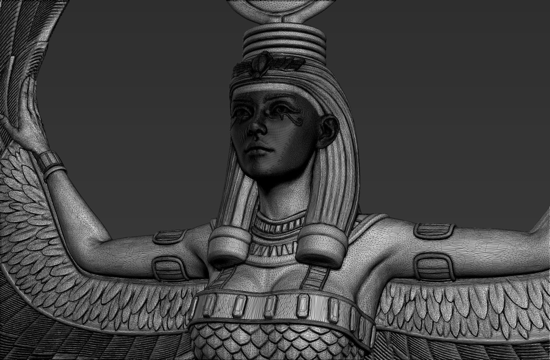 Sculpture of Egyptian Goddess Isis 3D model_13