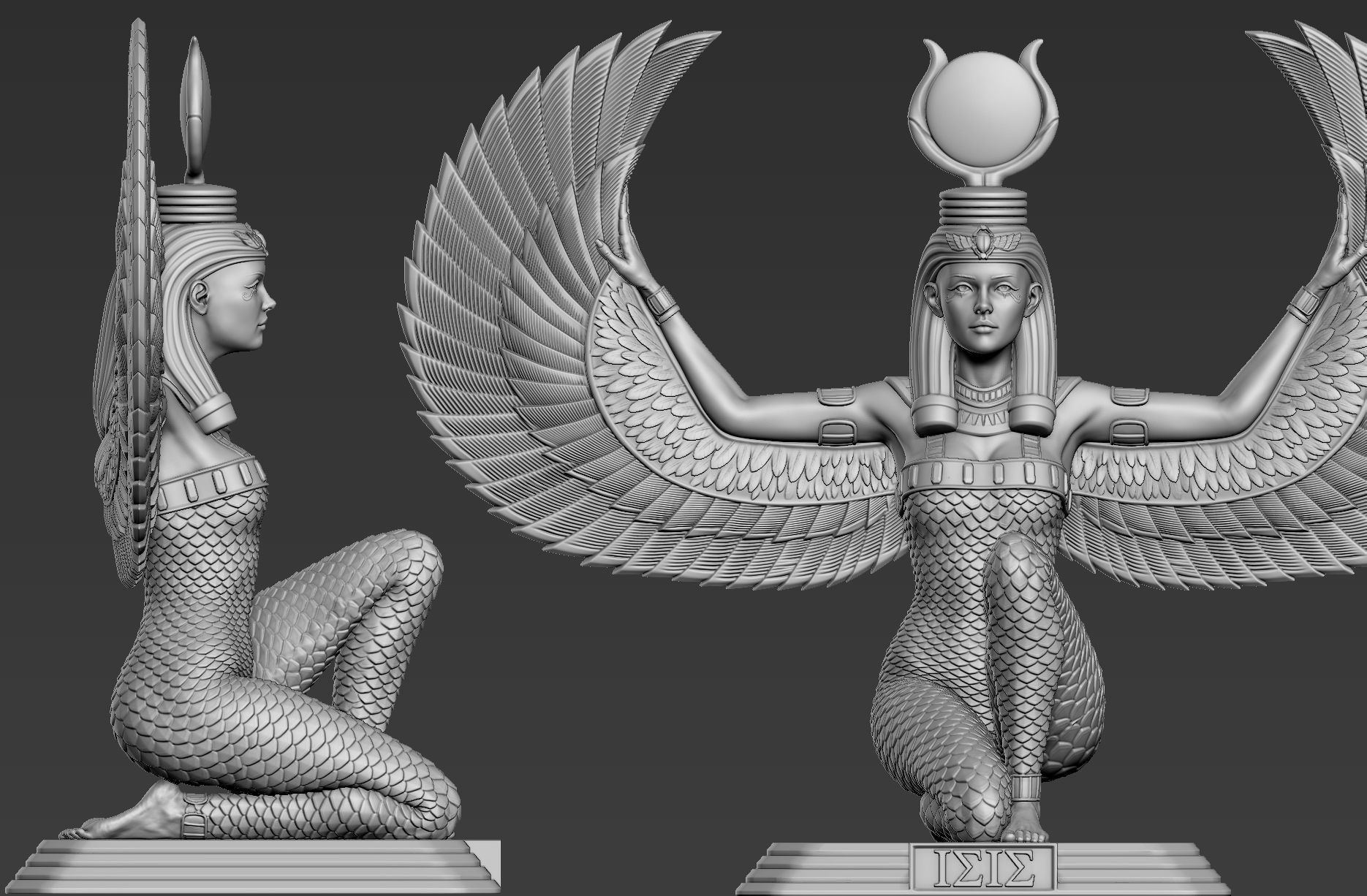 Sculpture of Egyptian Goddess Isis 3D model_11