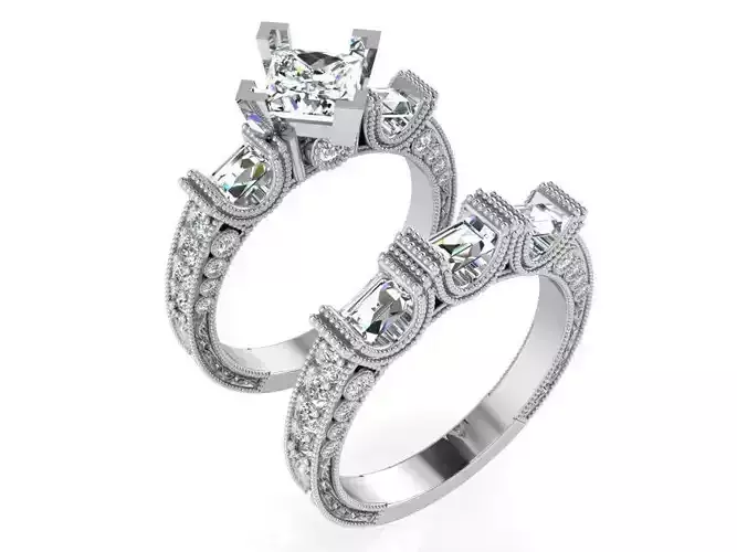 Rhombus Diamond Ring With Band 3224