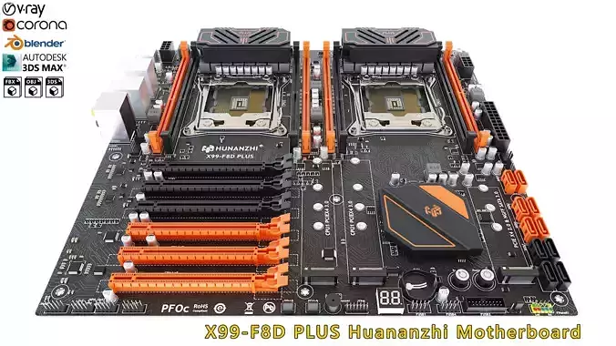 X99-F8D PLUS Huananzhi Motherboard 3D model
