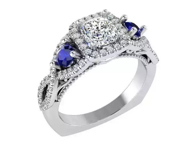 Cushion Halo Euro Shank Ring 3248