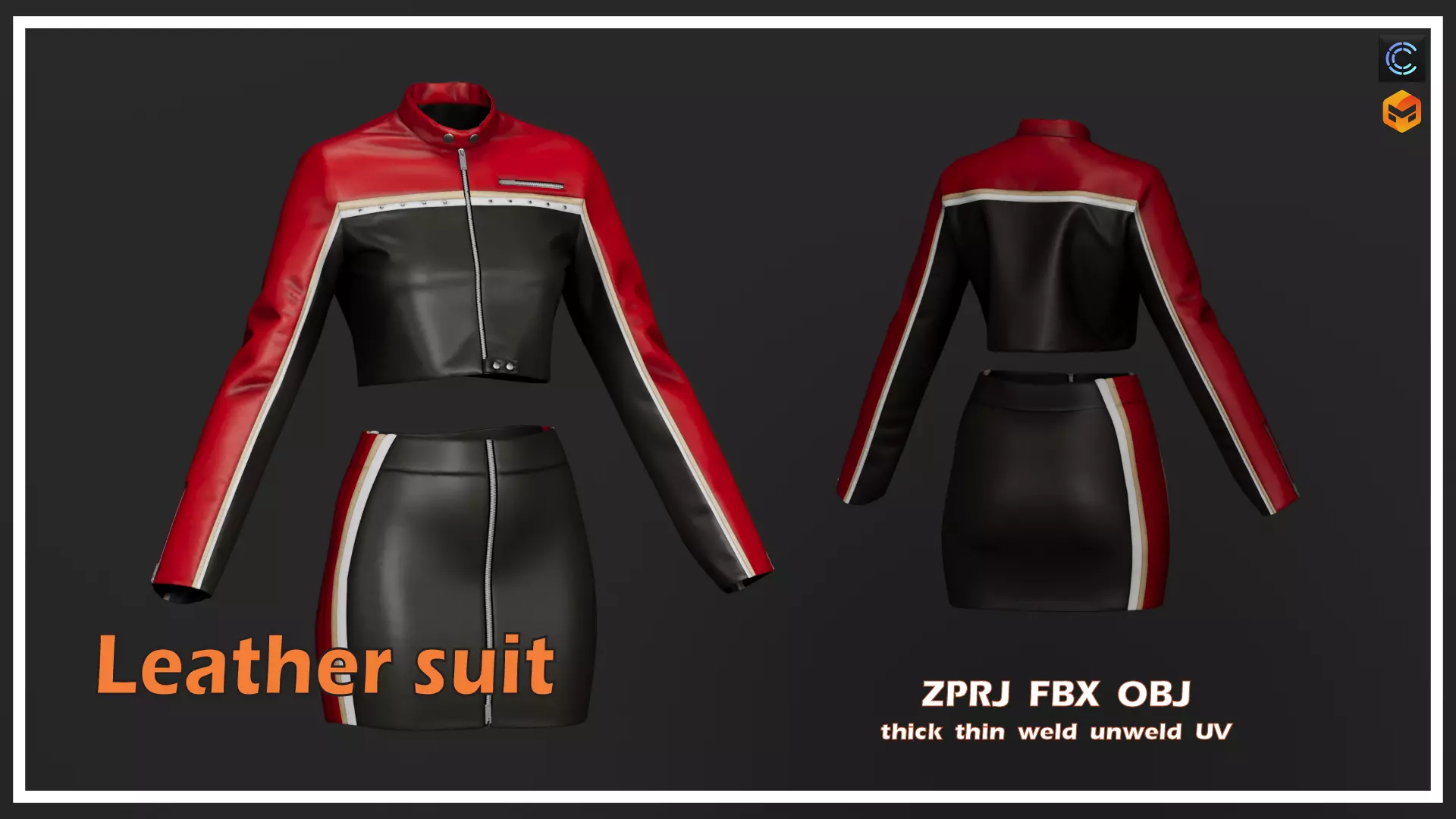 Leather Jacket and Skirt 3D model