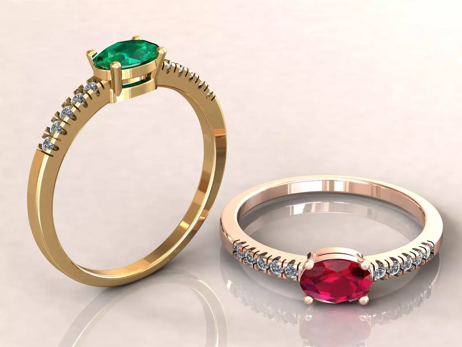 Oval Engagement Ring 3D print model_0