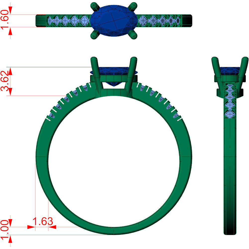 Oval Engagement Ring 3D print model_6