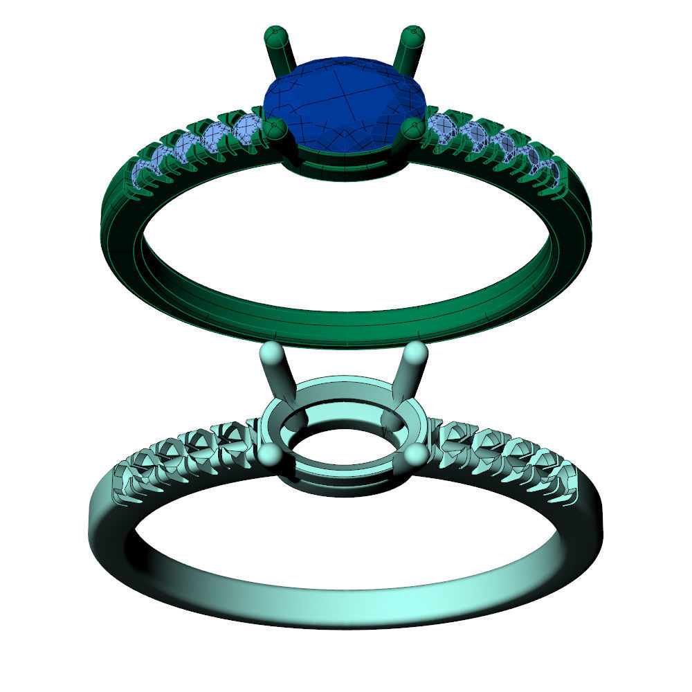 Oval Engagement Ring 3D print model_12