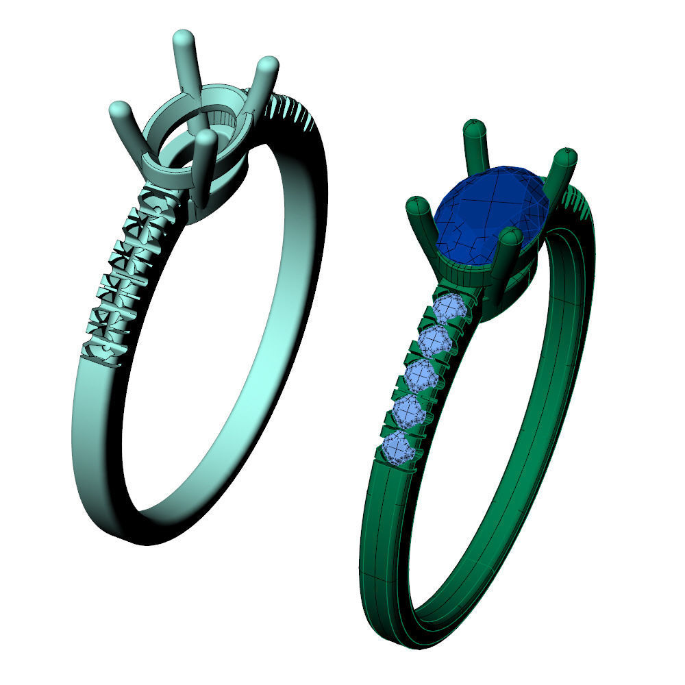 Oval Engagement Ring 3D print model_7