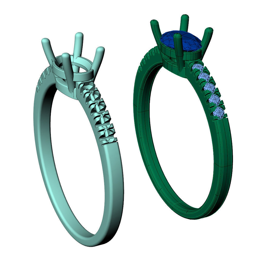 Oval Engagement Ring 3D print model_13
