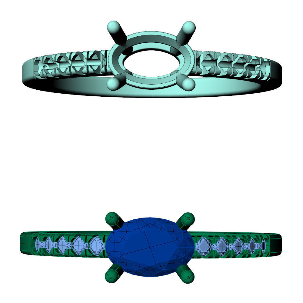 Oval Engagement Ring 3D print model_8