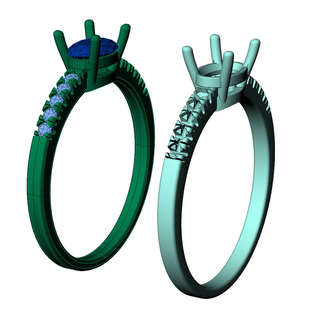 Oval Engagement Ring 3D print model_11