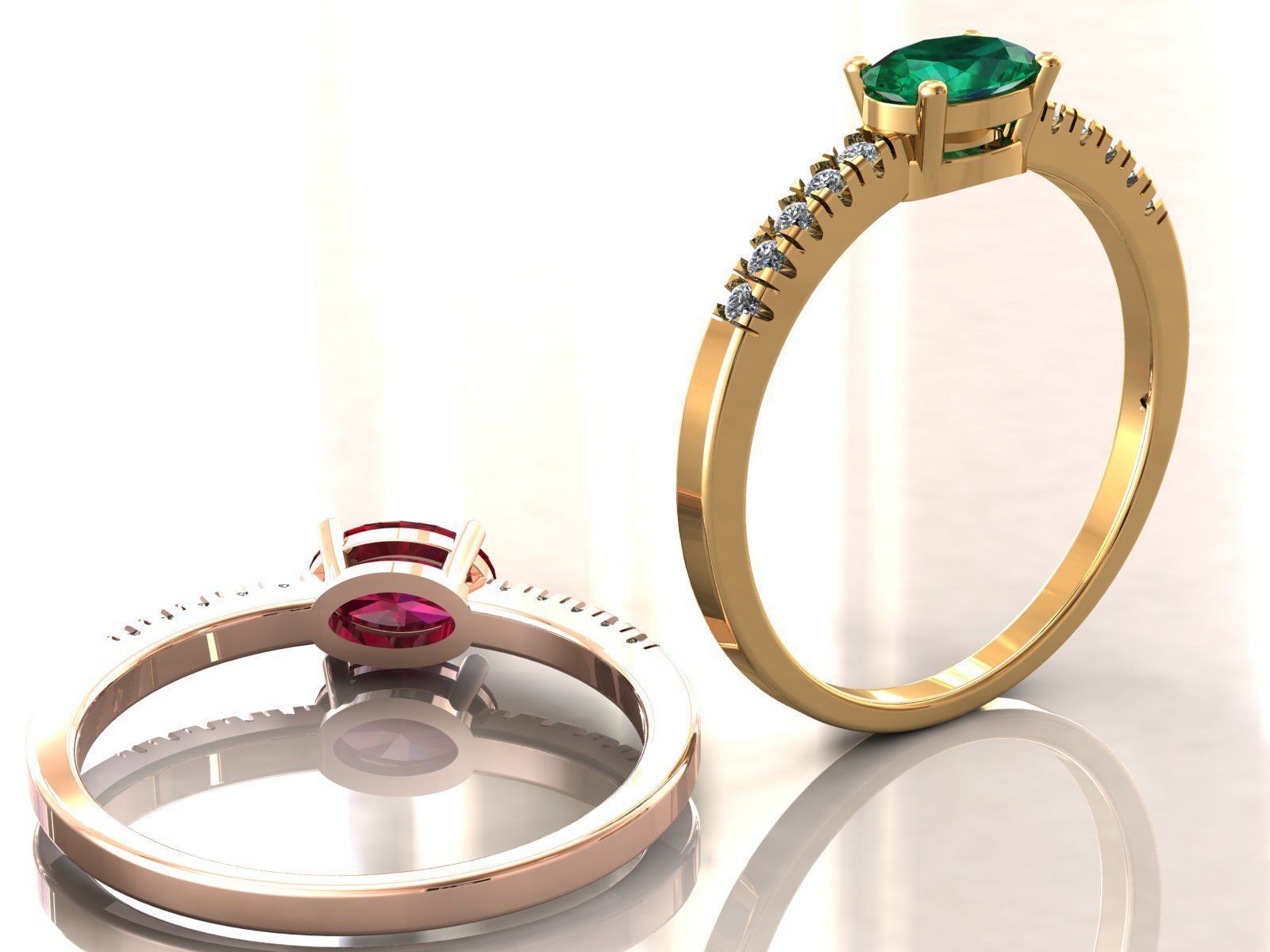 Oval Engagement Ring 3D print model_1