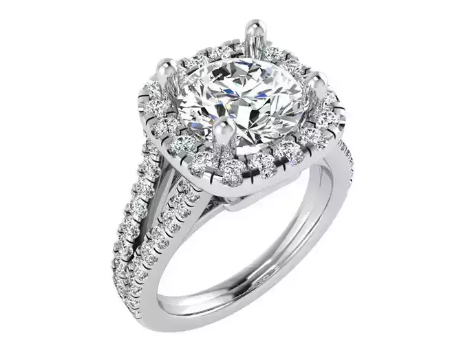 Square Halo Split Shank Ring 3264