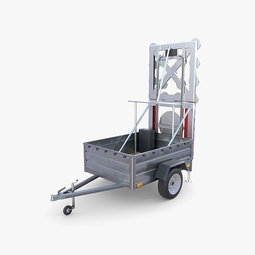 Roadworks trailer v1 Low-poly 3D model 2