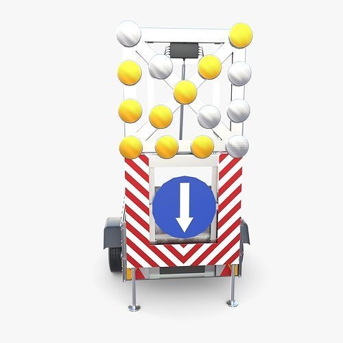 Roadworks trailer v1 Low-poly 3D model 6