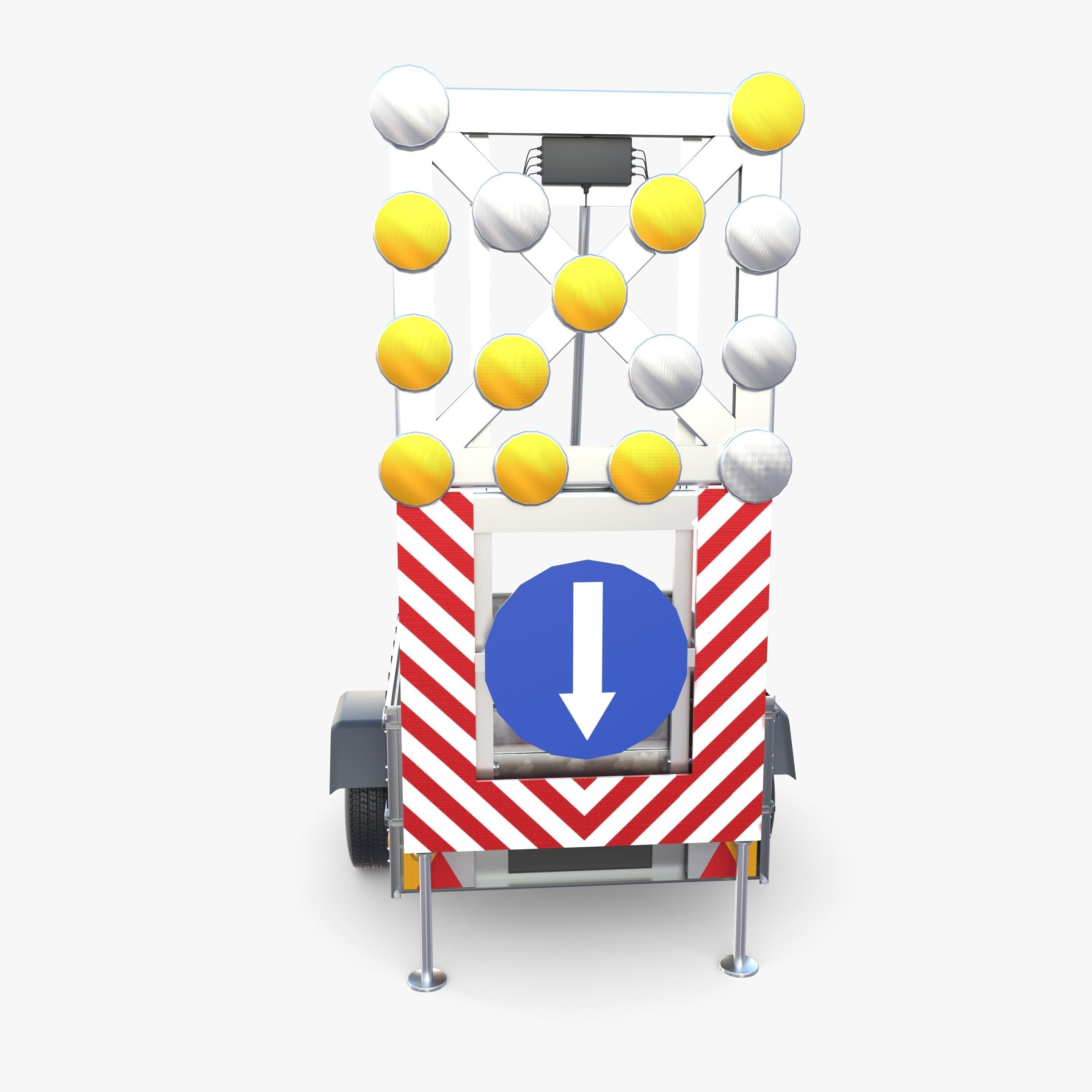 Roadworks trailer v1 Low-poly 3D model_5