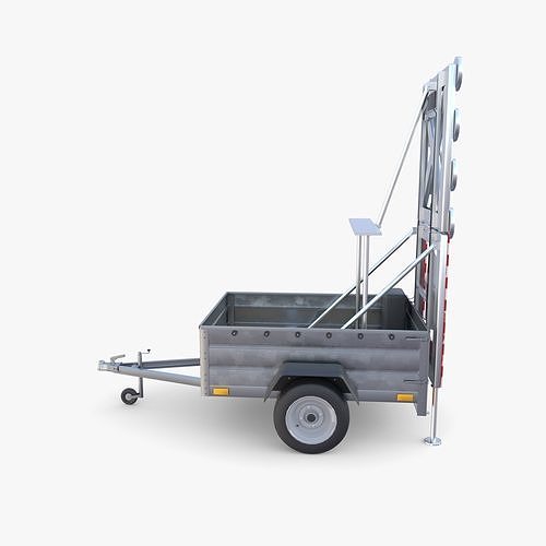 Roadworks trailer v1 Low-poly 3D model 3