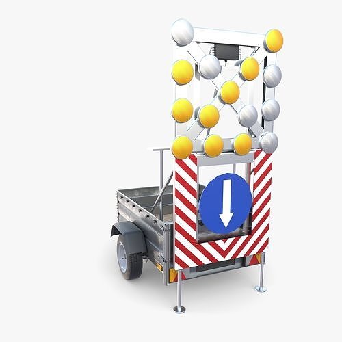 Roadworks trailer v1 Low-poly 3D model 5
