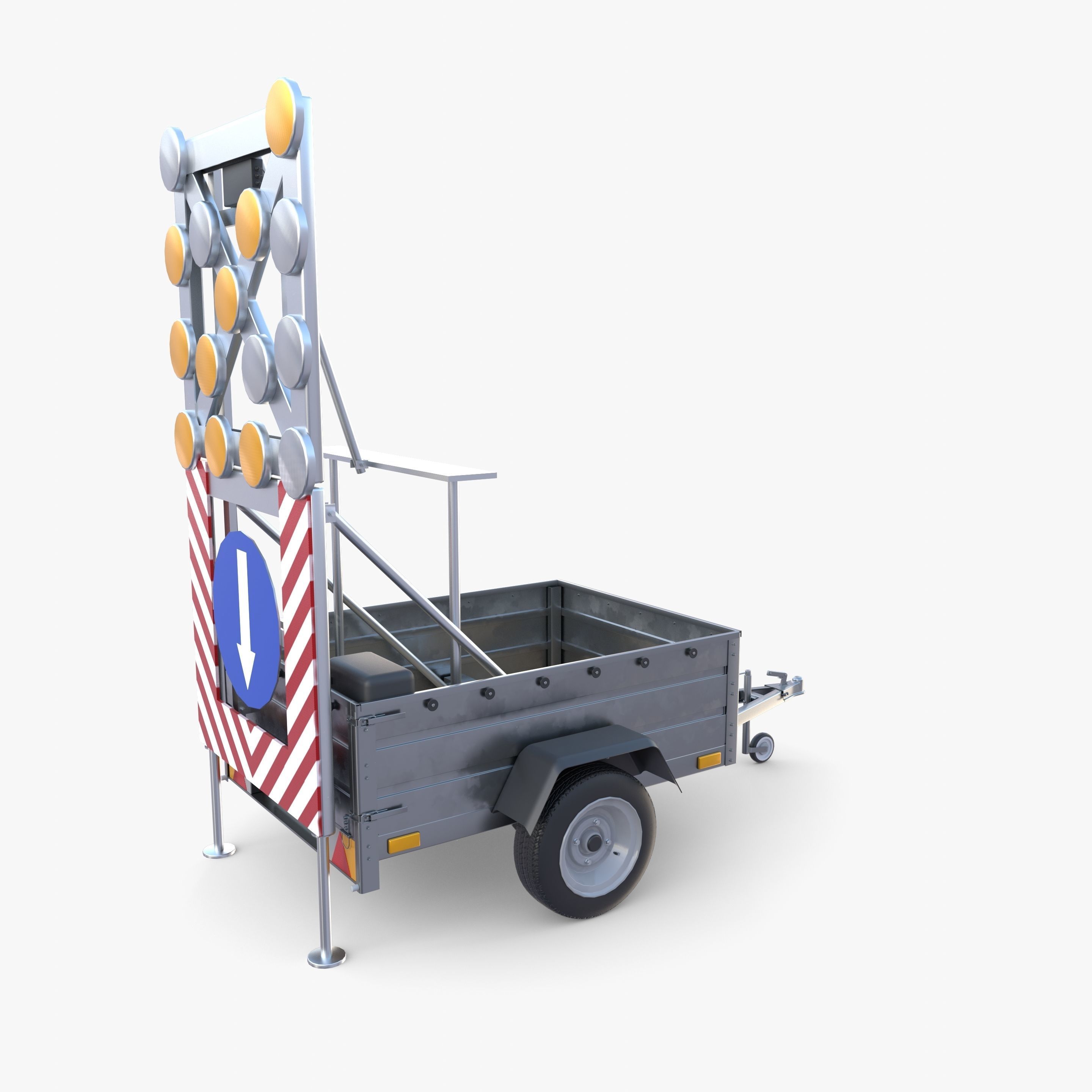 Roadworks trailer v1 Low-poly 3D model_7