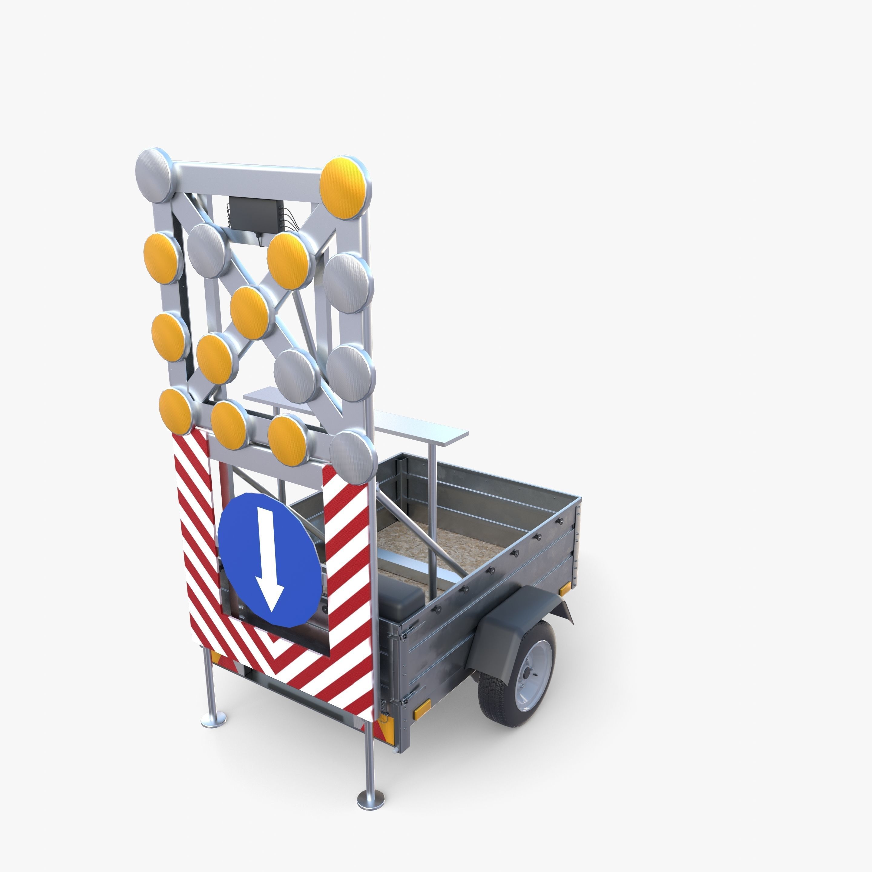 Roadworks trailer v1 Low-poly 3D model_15