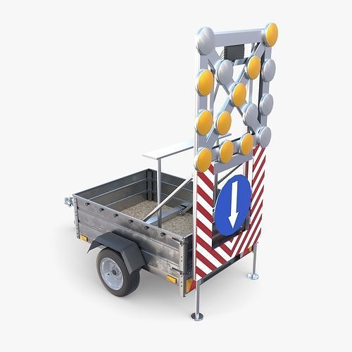 Roadworks trailer v1 Low-poly 3D model