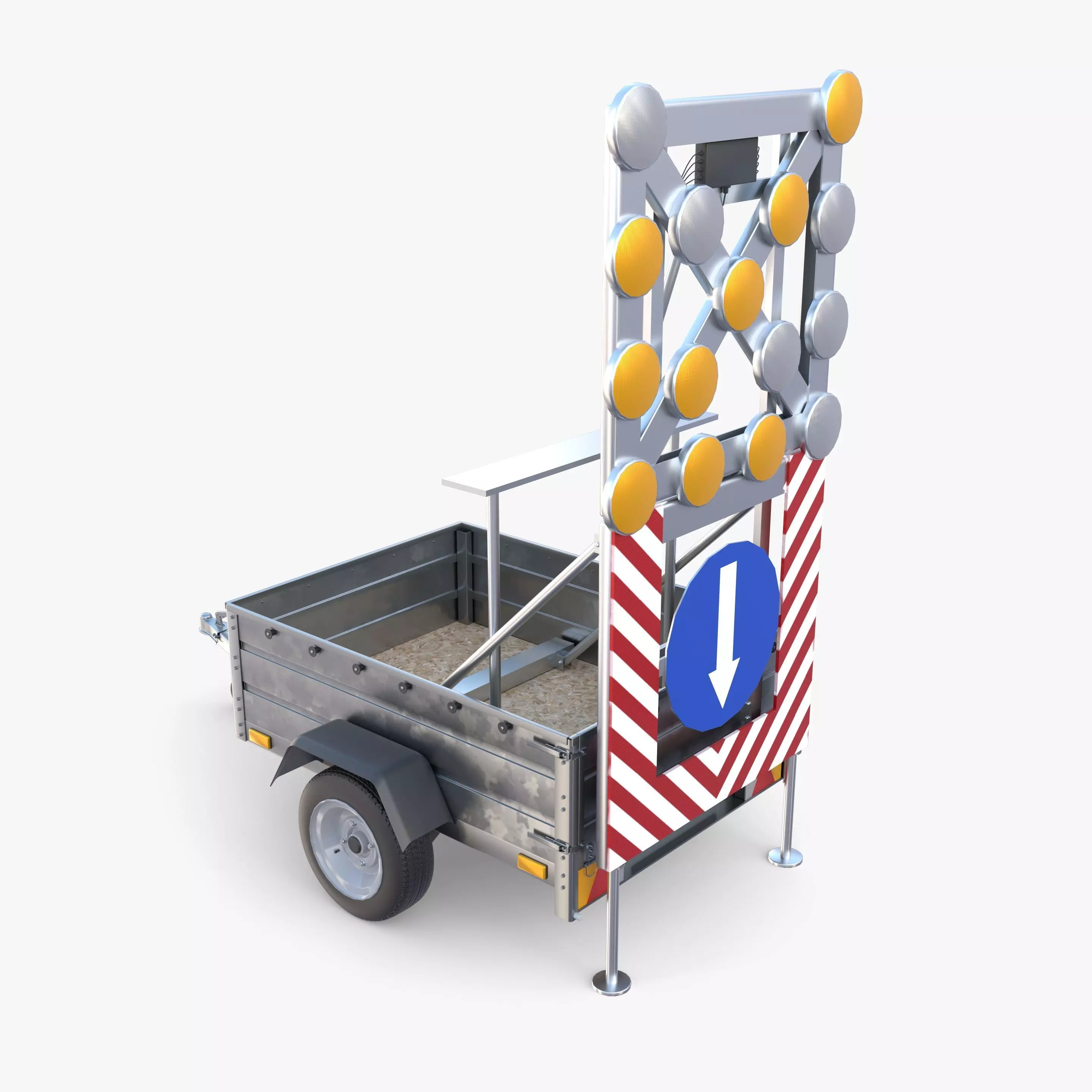 Roadworks trailer v1 Low-poly 3D model_0