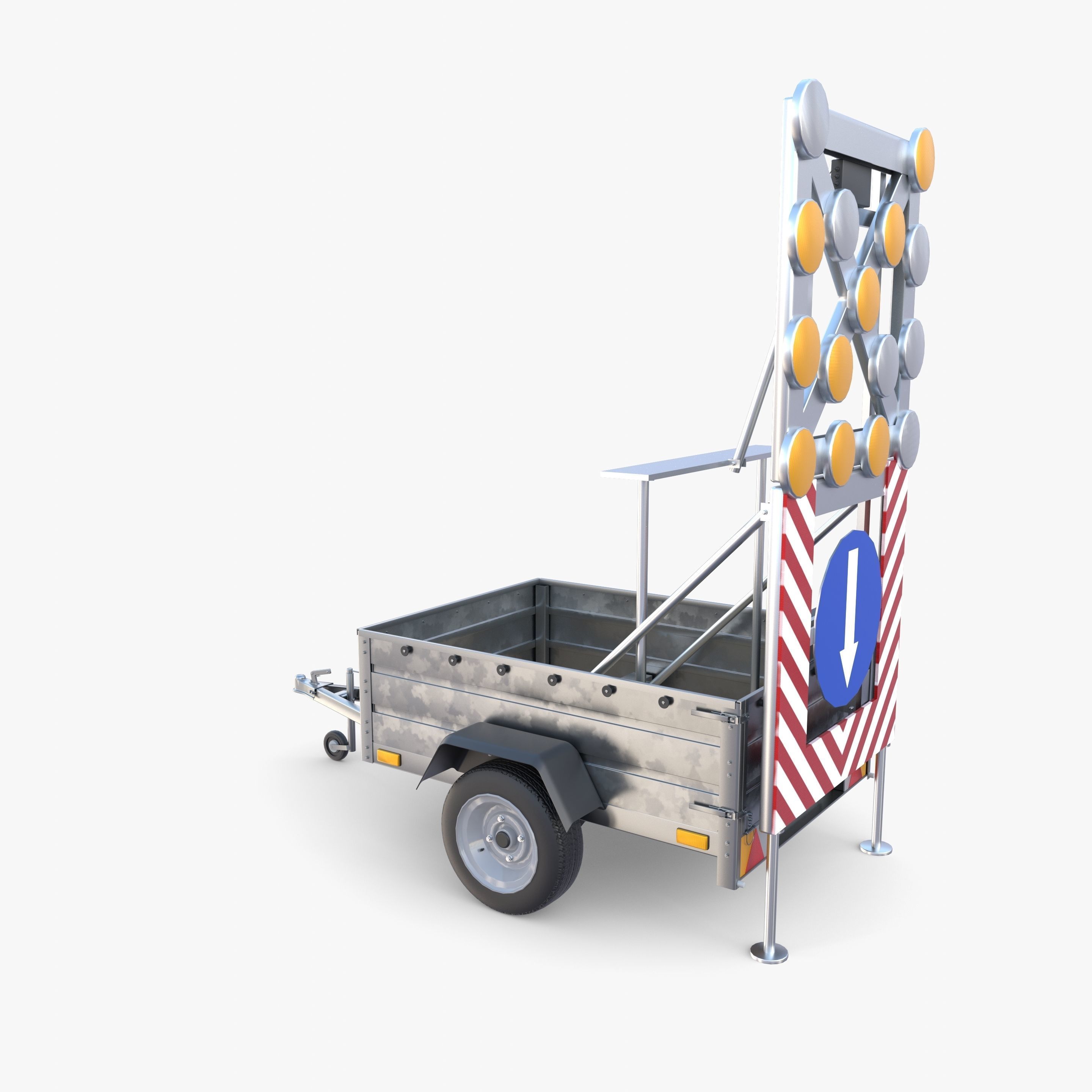 Roadworks trailer v1 Low-poly 3D model_3