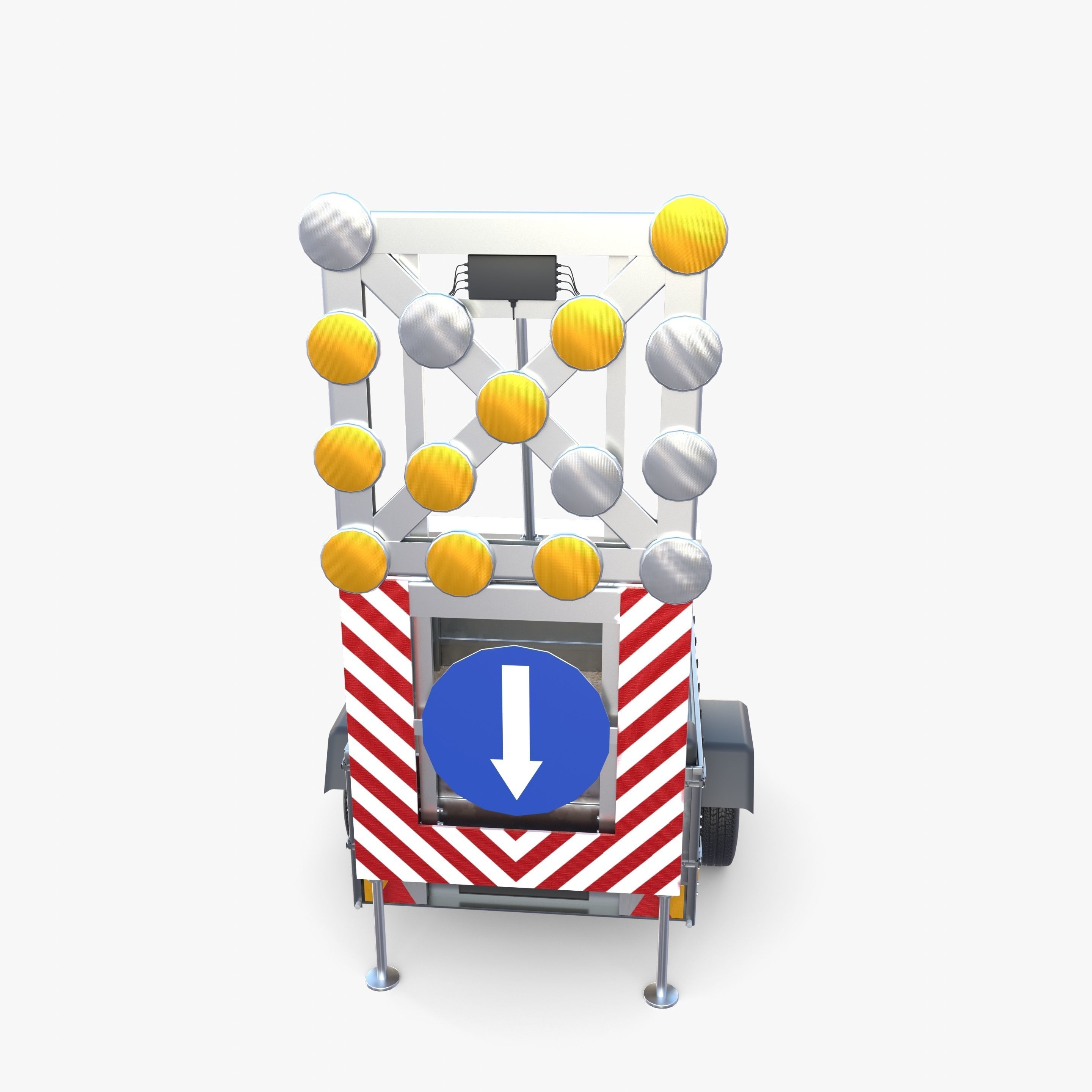 Roadworks trailer v1 Low-poly 3D model_14
