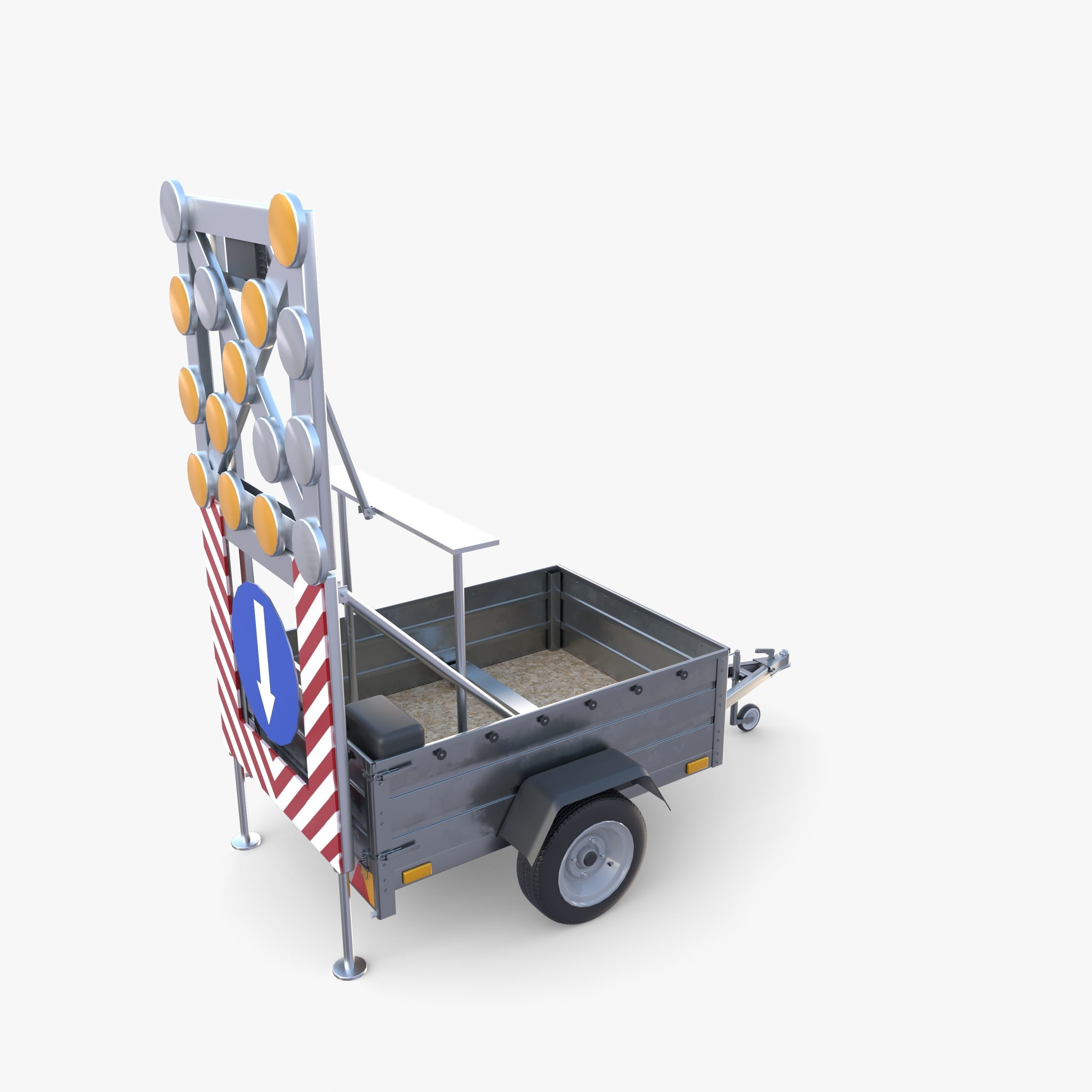 Roadworks trailer v1 Low-poly 3D model_16