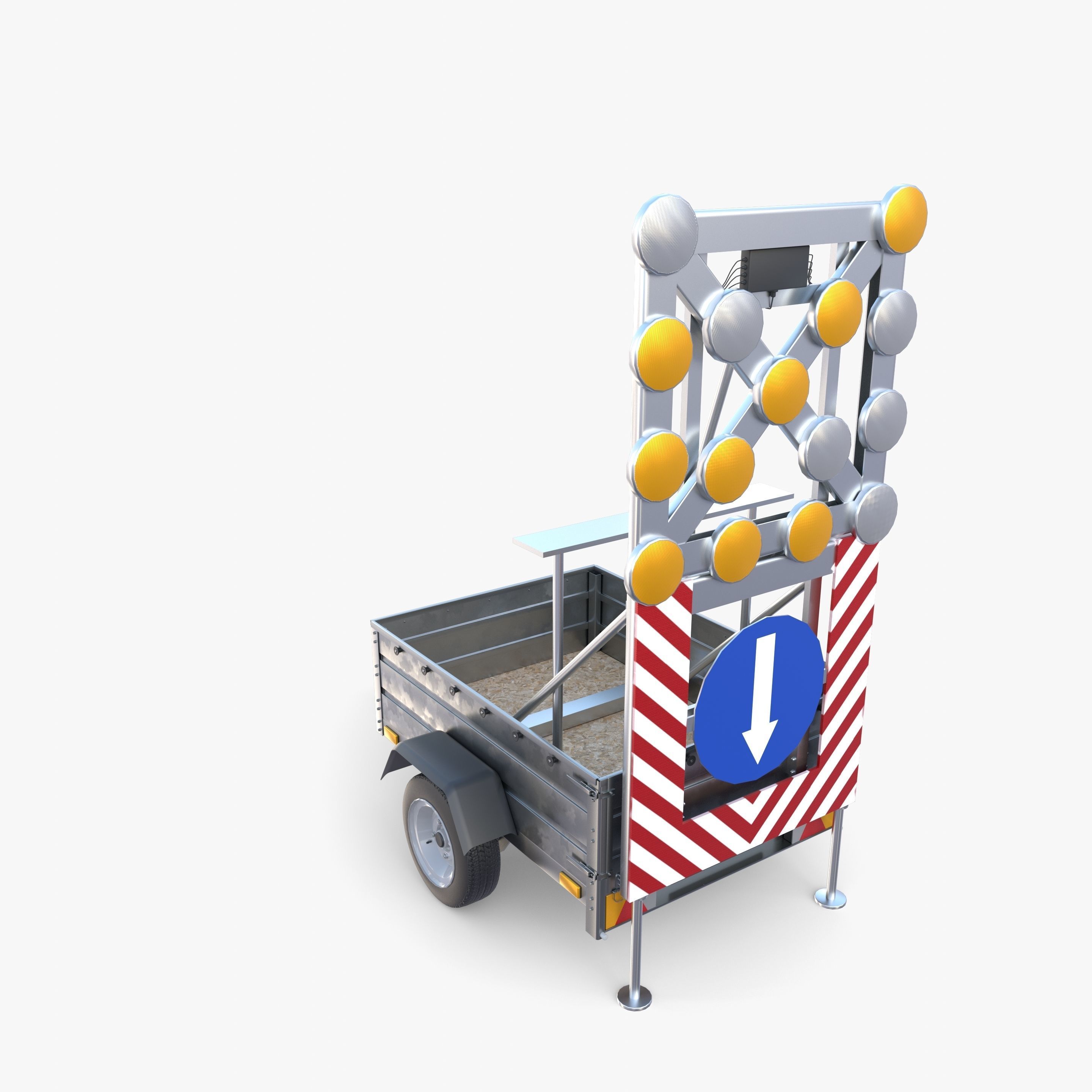 Roadworks trailer v1 Low-poly 3D model_13