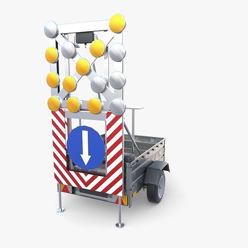 Roadworks trailer v1 Low-poly 3D model 7