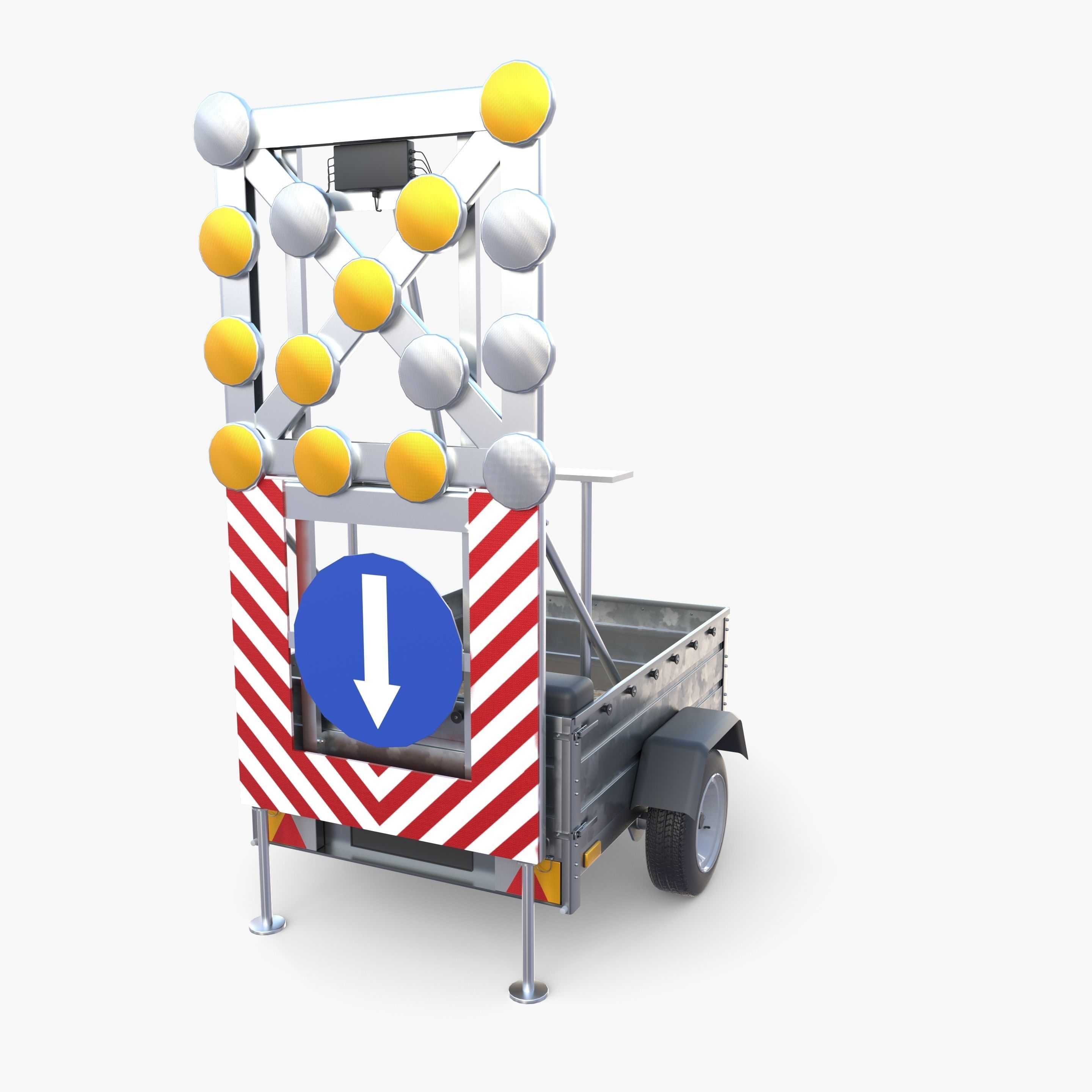 Roadworks trailer v1 Low-poly 3D model_6
