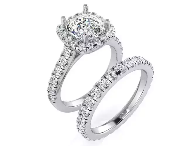 Square Halo Ring With Band 3271