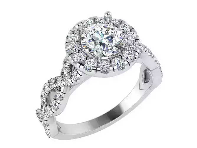 Round Halo Twisted Ring 3284