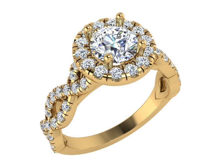 Round Halo Twisted Ring 3284 3D print model_1