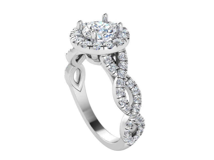 Round Halo Twisted Ring 3284 3D print model_2