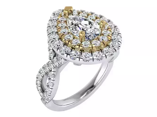 Pear Halo Twisted Ring 3287
