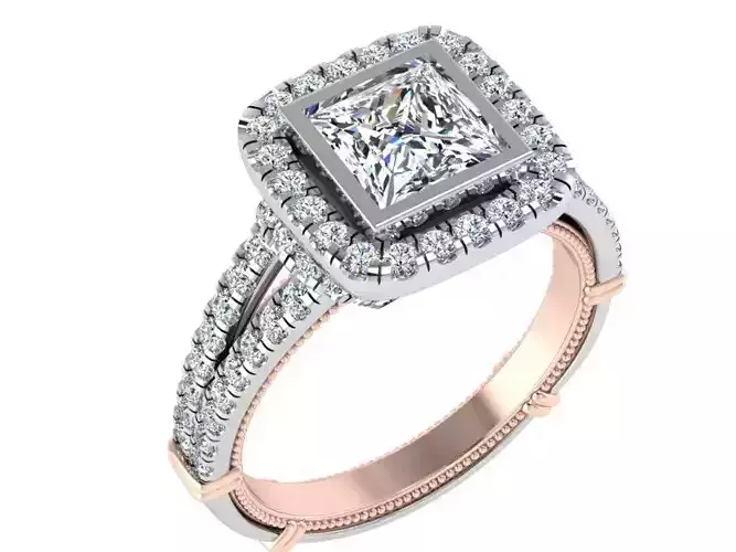 Square Halo Split Shank Ring 3296