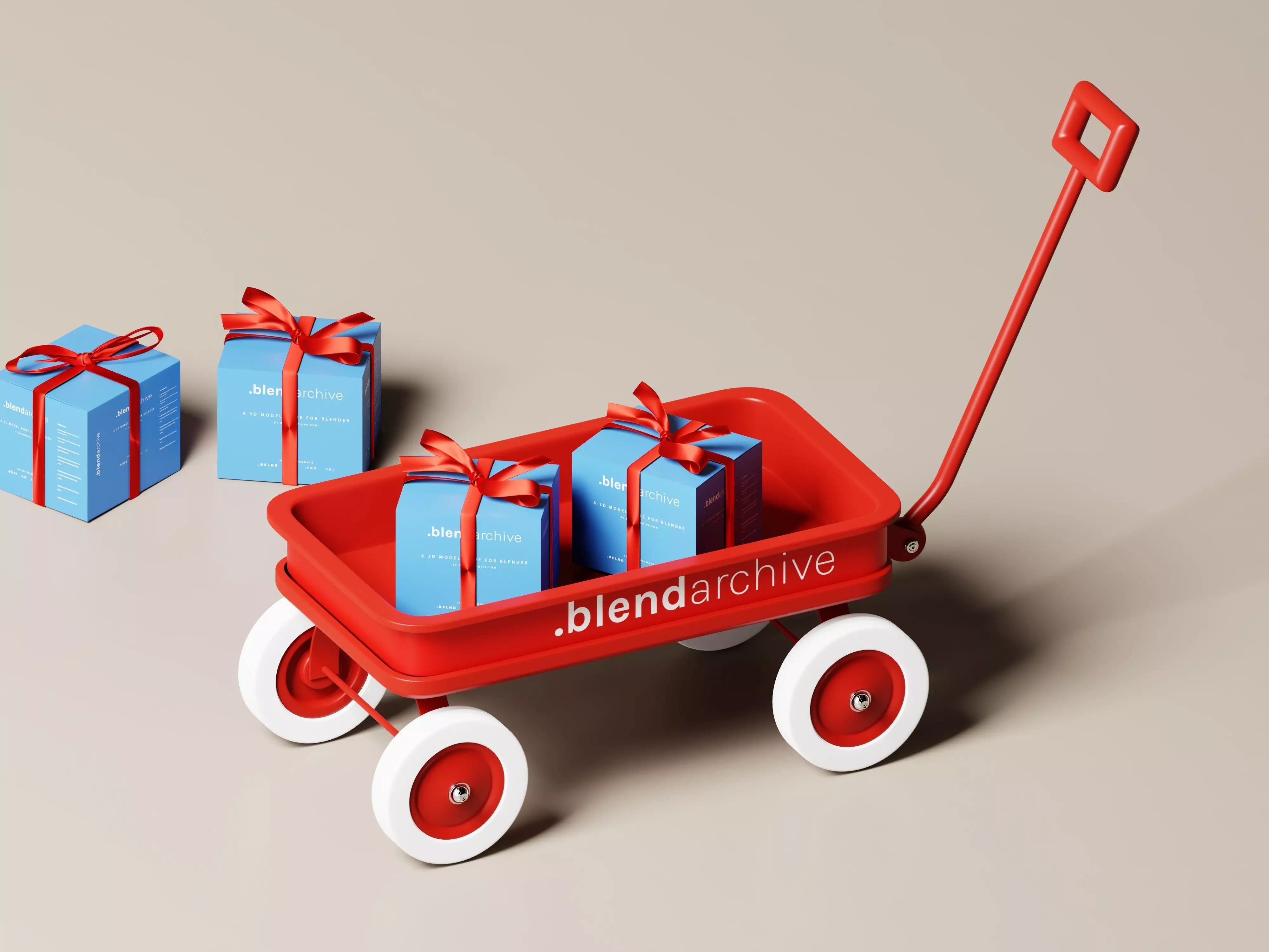 Gift Boxes and Gift Cart 3D Model Low-poly 3D model