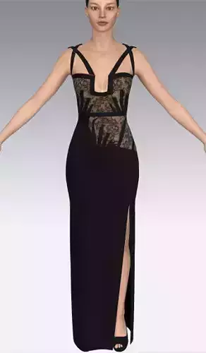 Dress lace detail black