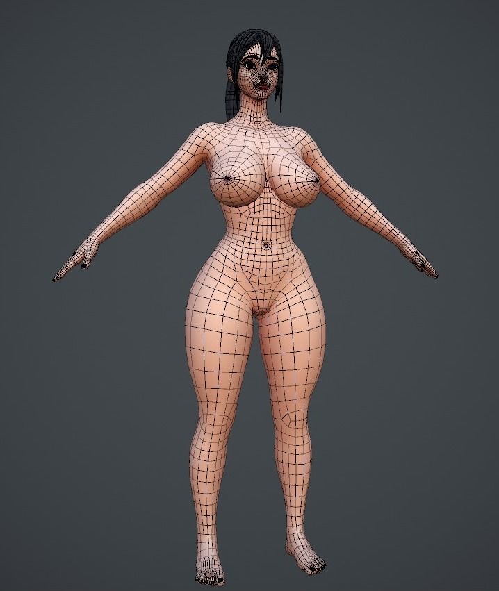 Curvy Female Basemesh  3D model_7