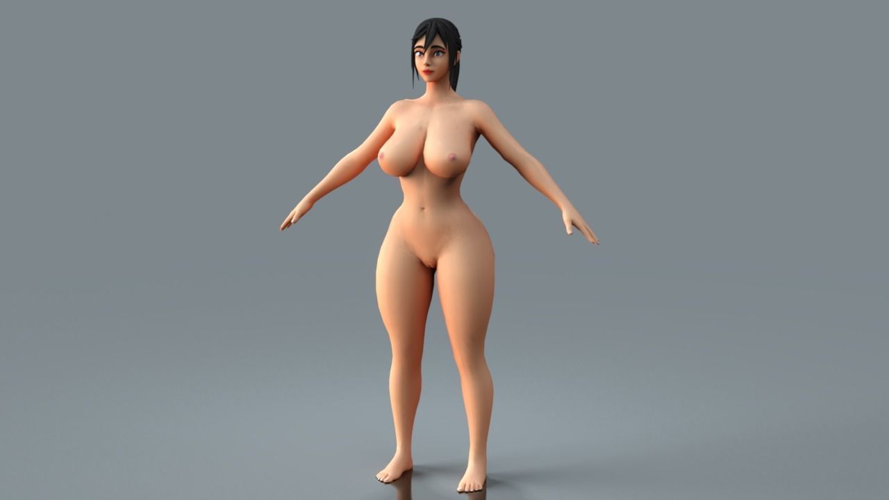 Curvy Female Basemesh  3D model_2