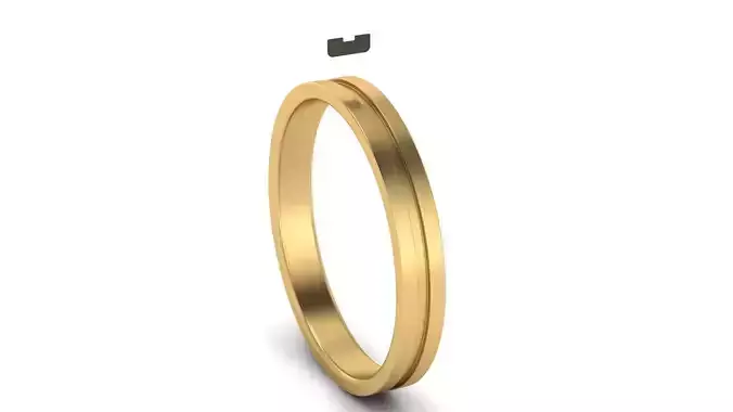 Center Fillet Flat Wedding Band 3 mm wide US SIZES