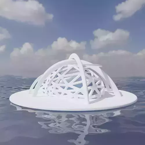 Futuristic Architectural Low-poly 3D model