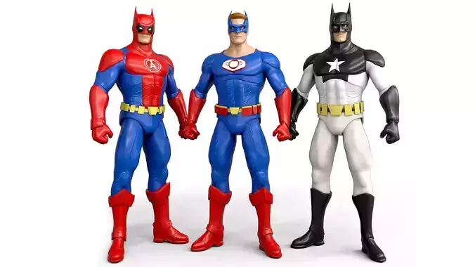 Action Figure Set Low-poly 3D model