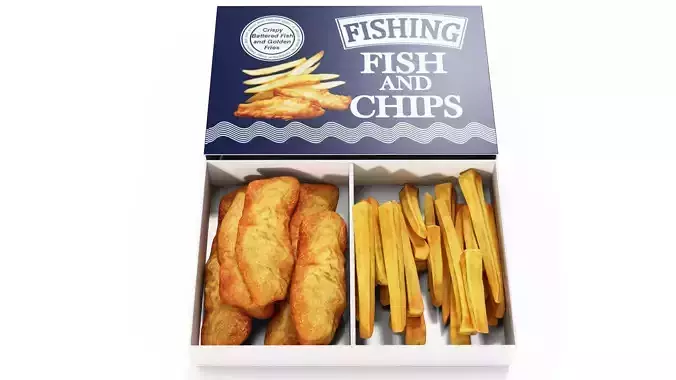 Fish and Chips Low-poly 3D model