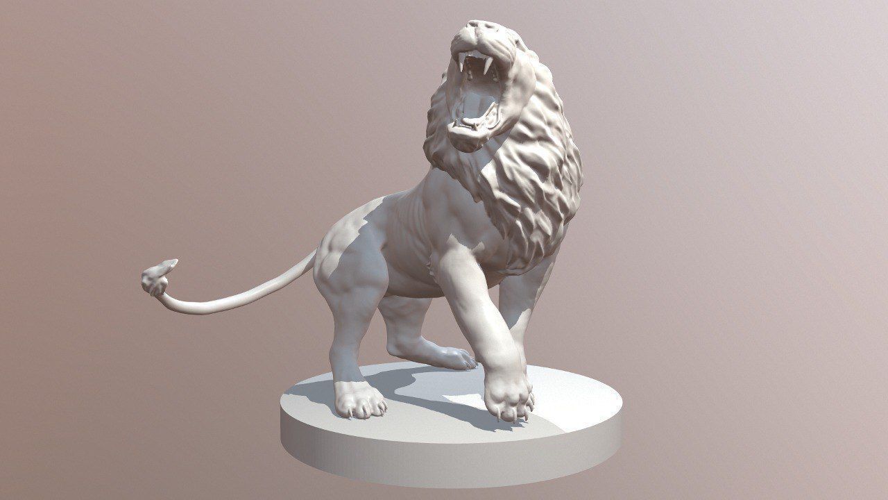 Roaring Lion Statue Printable 3D print model_7